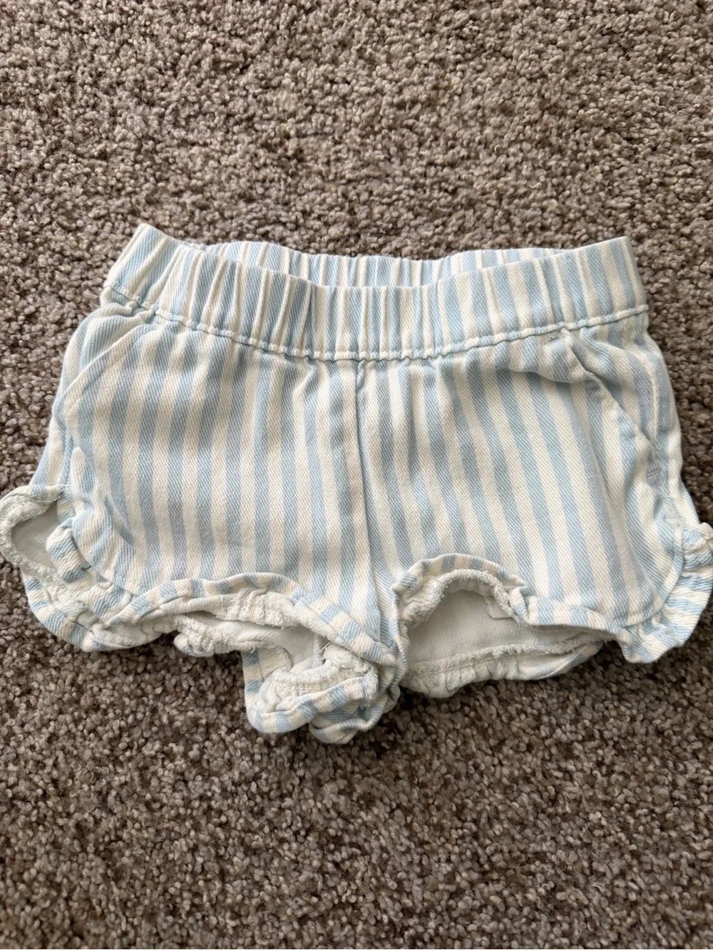 Cat & Jack Blue and White Striped Ruffle Shorts